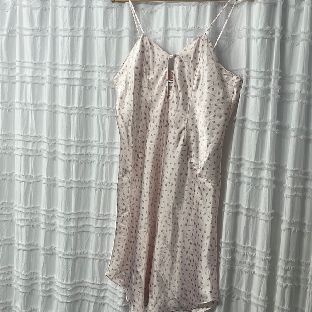 PINK AND GREY SILK NIGHT GOWN / SLIP DRESS